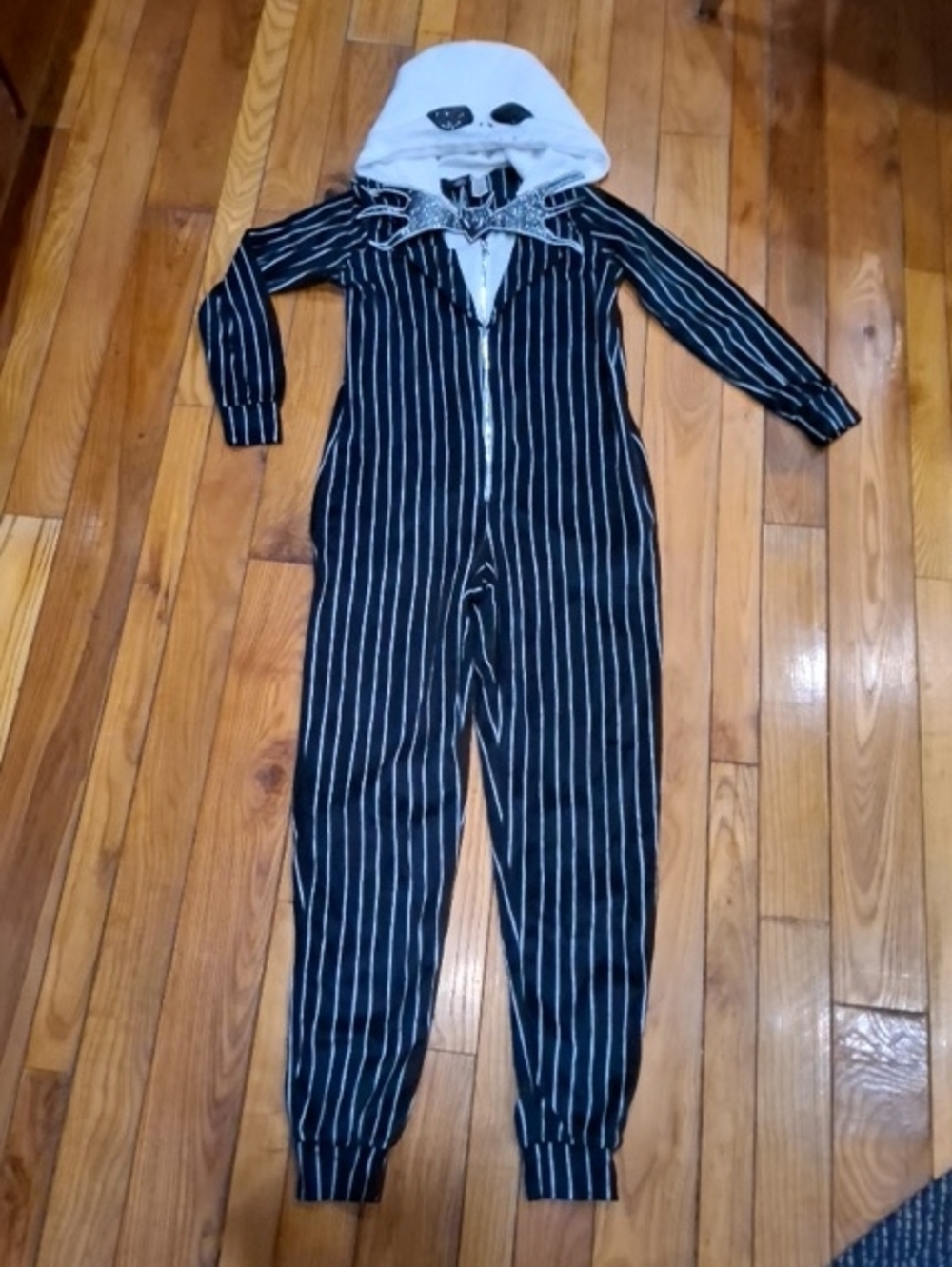 Disney Jack Skellington Black & White Striped Hooded One-Piece